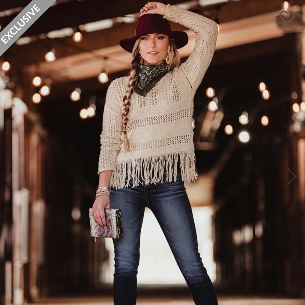 BUCKLE fringed cable/knit sweater